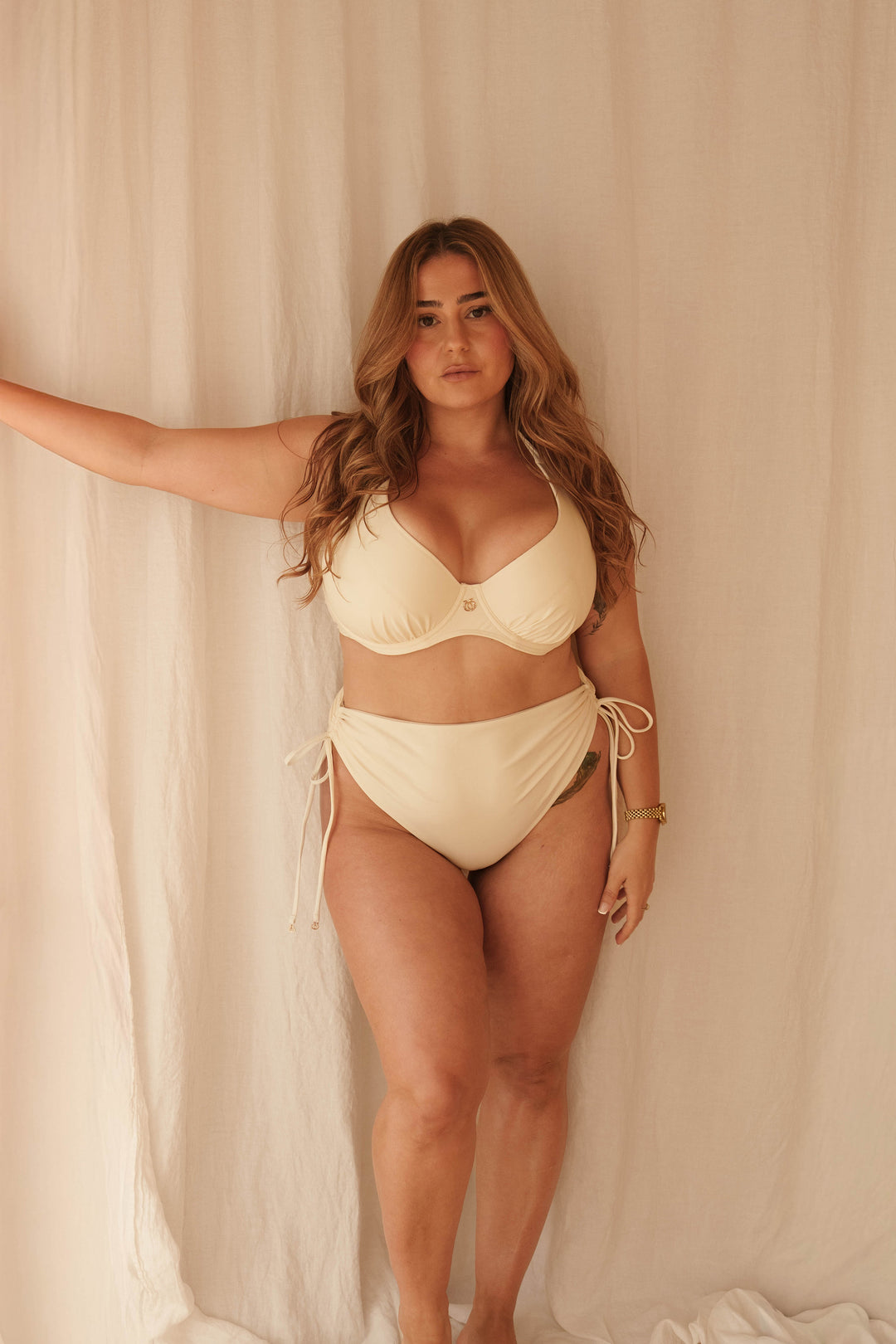 High Waist Shape Bikini Bottoms Calm Cream