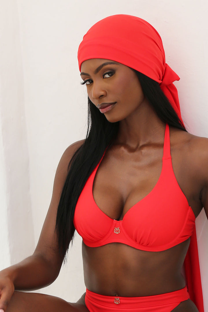 Hold Me High Bikini Top Fiery Red